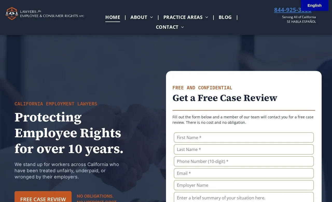 Homepage of Lawyers For Employee & Consumer Rights (lawyersforemployeeandconsumerrights.com)