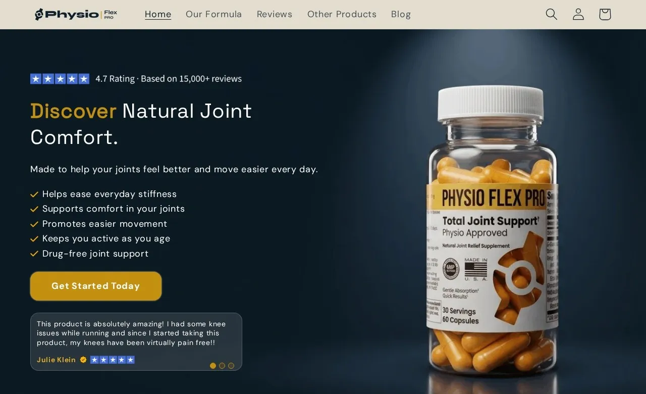 Homepage of Physio Flex Pro (physioflexpro.com)